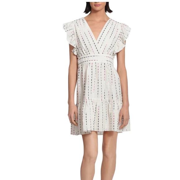 New ~ DONNA MORGAN ~ Ruffled Sleeves Rosalind Mini Dress Size 12 - Picture 1 of 8